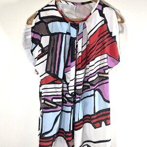 Balenciaga Women's Top Gorgeous Colors Very Unusual 100% SILK, US Small, EU 36
